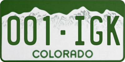 CO license plate 001IGK