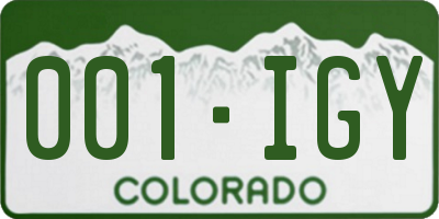 CO license plate 001IGY