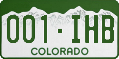 CO license plate 001IHB