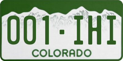 CO license plate 001IHI