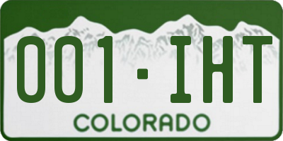 CO license plate 001IHT
