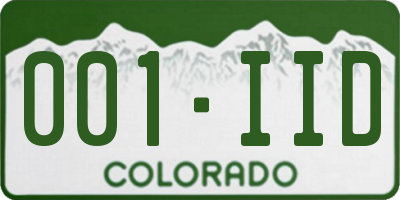 CO license plate 001IID