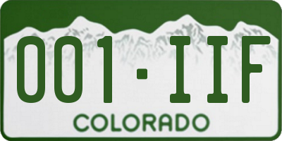 CO license plate 001IIF
