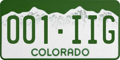 CO license plate 001IIG