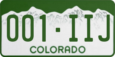 CO license plate 001IIJ