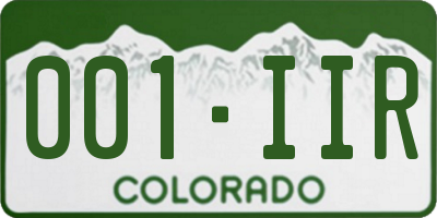 CO license plate 001IIR