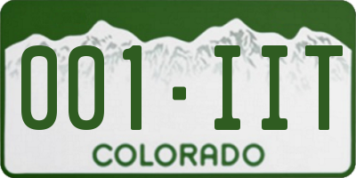 CO license plate 001IIT