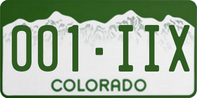 CO license plate 001IIX