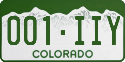 CO license plate 001IIY