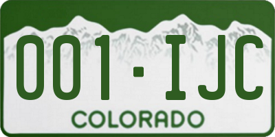 CO license plate 001IJC