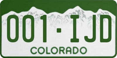 CO license plate 001IJD