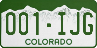 CO license plate 001IJG