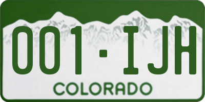 CO license plate 001IJH