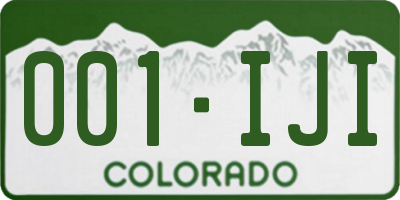 CO license plate 001IJI