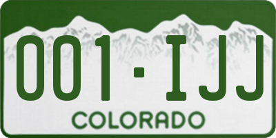 CO license plate 001IJJ