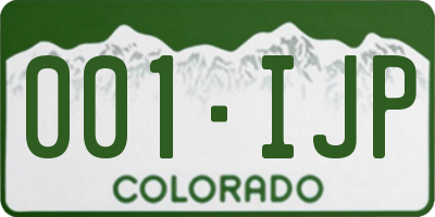 CO license plate 001IJP