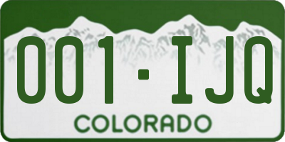 CO license plate 001IJQ