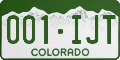 CO license plate 001IJT