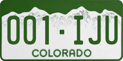 CO license plate 001IJU