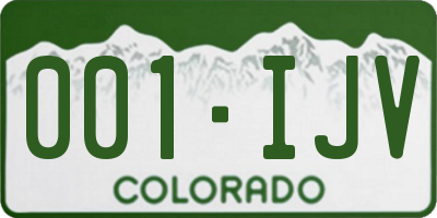 CO license plate 001IJV