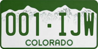 CO license plate 001IJW