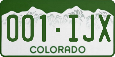 CO license plate 001IJX