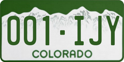 CO license plate 001IJY