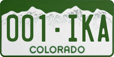 CO license plate 001IKA