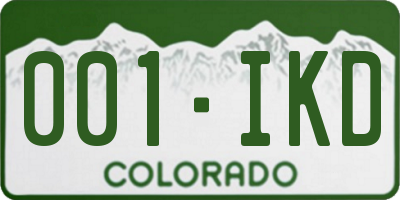 CO license plate 001IKD