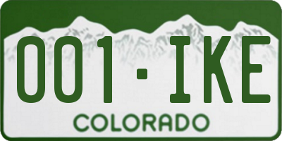 CO license plate 001IKE