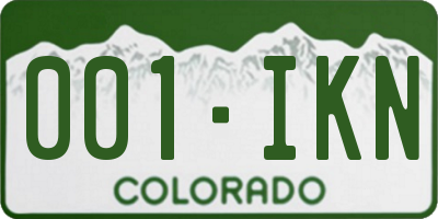 CO license plate 001IKN
