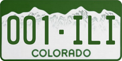 CO license plate 001ILI