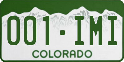 CO license plate 001IMI