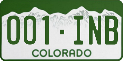 CO license plate 001INB