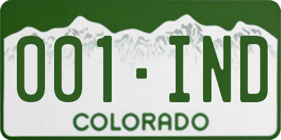 CO license plate 001IND