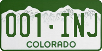 CO license plate 001INJ