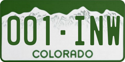 CO license plate 001INW