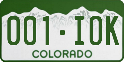 CO license plate 001IOK