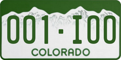 CO license plate 001IOO