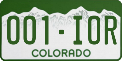 CO license plate 001IOR