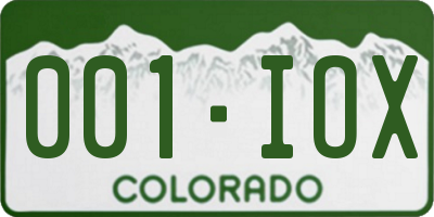 CO license plate 001IOX