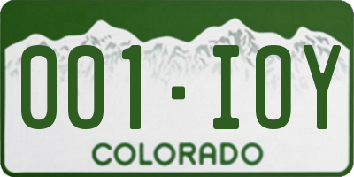 CO license plate 001IOY