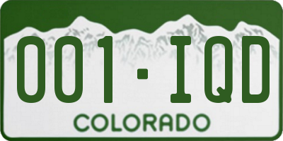 CO license plate 001IQD