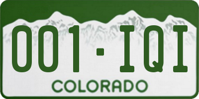 CO license plate 001IQI