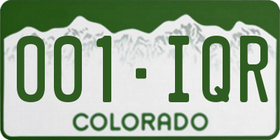 CO license plate 001IQR