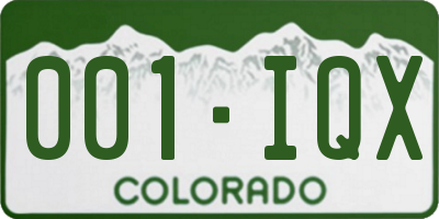 CO license plate 001IQX