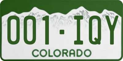 CO license plate 001IQY