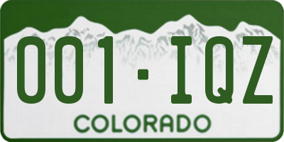 CO license plate 001IQZ