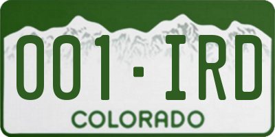 CO license plate 001IRD