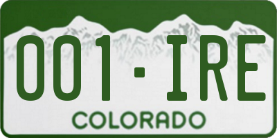 CO license plate 001IRE